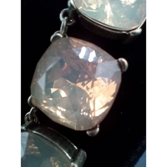 Necklace Statement Faceted Opalescent Faux Stones .75" Vintage Adjusts 15-20" - Picture 10 of 16
